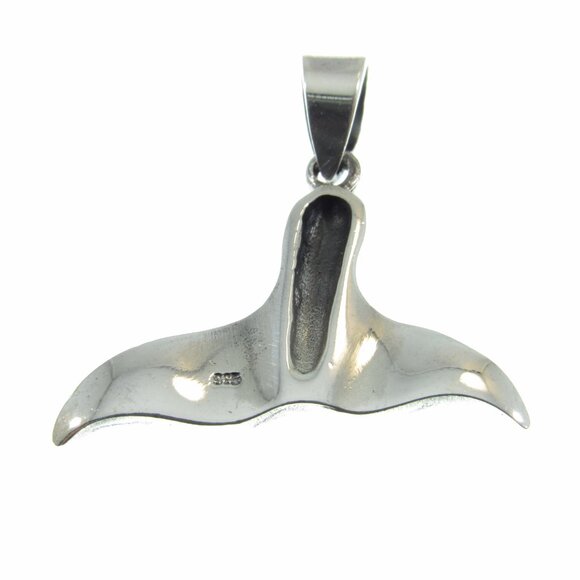 Solid 925 Sterling Silver Mermaid Tail Pendant - Whale Tail Jewelry Charm - Picture 8 of 8